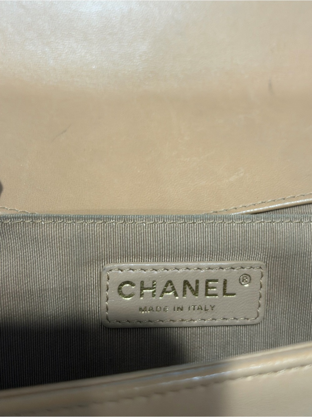 CHANEL Medium Boy Bag Quilted Leather Shoulder Bag in Tan with Gold Hardware - Picture 6 of 14